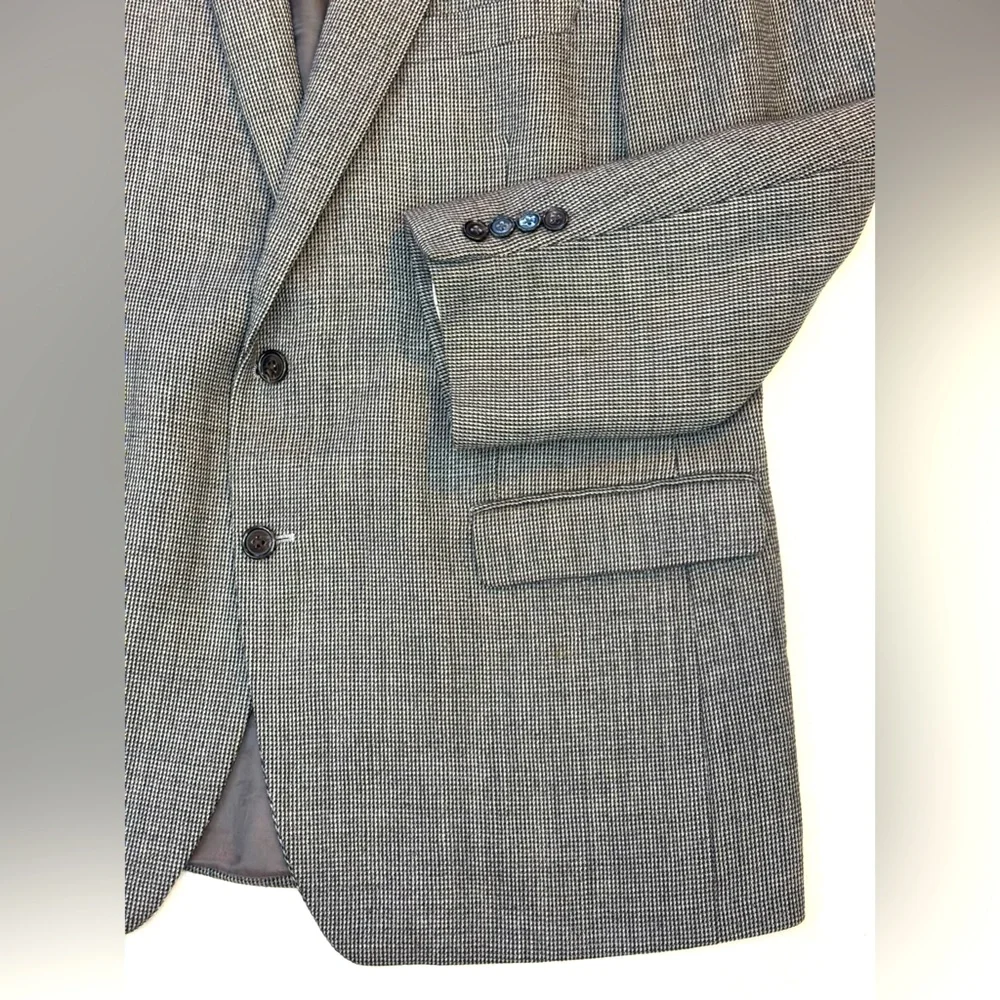 RALPH LAUREN Men Wool Tweed Blazer Grey‎ Prep Academia Ivy Sport Coat Office 44R